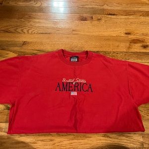 Red USA Embroidered Tee